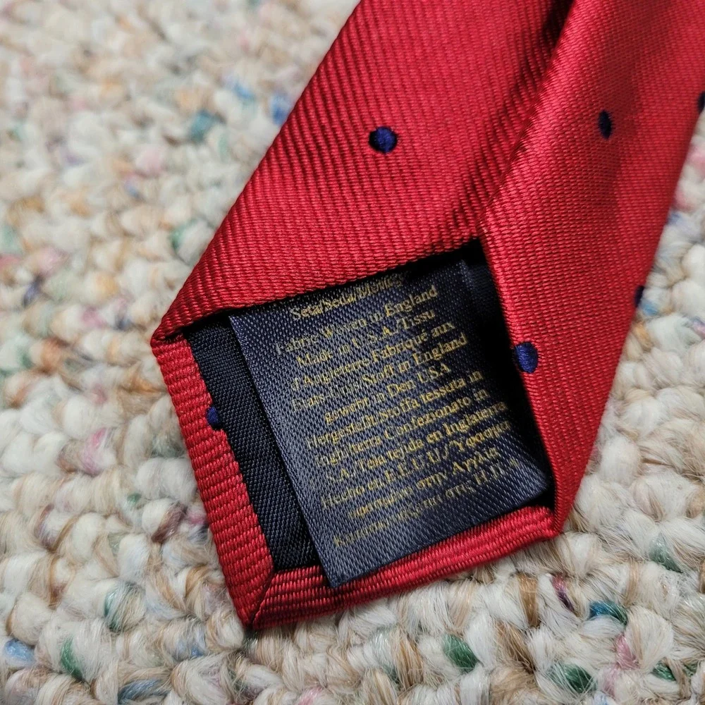 Brooks Brothers Tie Mens OS Red Polka Dot Silk Woven England USA Necktie